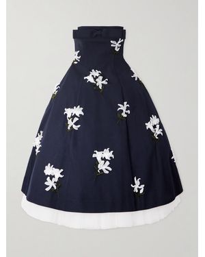 ShuShu/Tong Strapless Embellished Wool And Silk-Blend Midi Dress - Blue