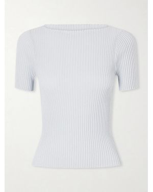 Leset Blake Metallic Ribbed-Knit T-Shirt - White
