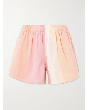 Marrakshi Life Striped Cotton Shorts - Pink