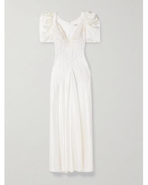 Rodarte Lace-Trimmed Silk-Satin Gown - White