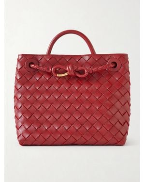 Bottega Veneta Andiamo Intrecciato Leather Tote - Red