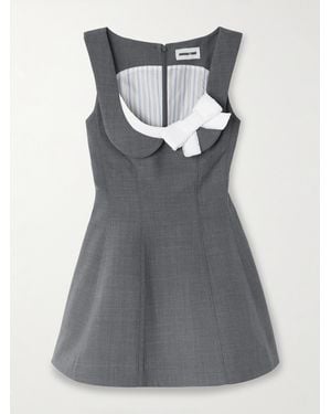 ShuShu/Tong Bow-Detailed Flannel Mini Dress - Grey