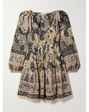 Ulla Johnson Anika Minikleid Aus Bedrucktem Voile Aus Einer Baumwollmischung - Braun