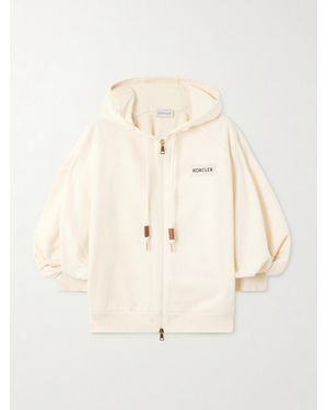 Moncler Cream-Colored Zip-Up Sweatshirt - Natural