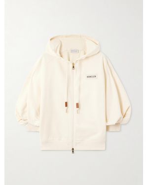 Moncler Cream-Colored Zip-Up Sweatshirt - Natural