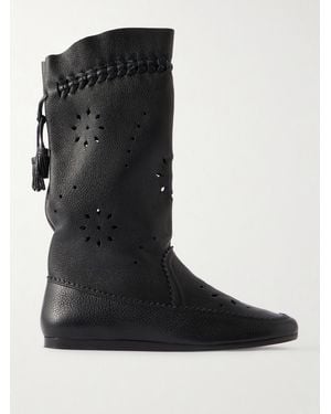 Isabel Marant Welky Laser-Cut Textured-Leather Boots - Black