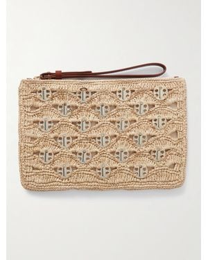 Rabanne Pochette En Raphia À Cotte De Mailles Et À Finitions En Cuir - Neutre