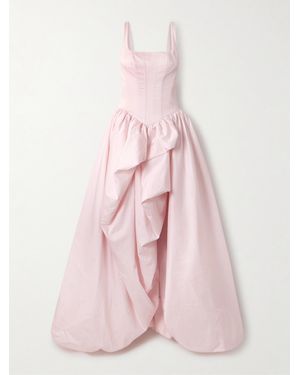 Aje. Alani Asymmetric Ruffled Pleated Cotton-Twill Gown - Pink