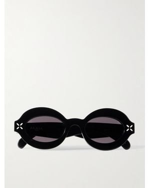 Alaïa Oval-Frame Acetate Sunglasses - Black
