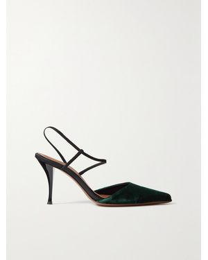Neous Tangra Suede-Trimmed Velvet Court Shoes - White