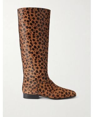Herbert Levine Rein It Animal-Print Pony-Hair Knee Boots - Brown