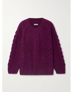 Bode Eiderdown Cable-Knit Alpaca, Mohair And Silk-Blend Sweater - Lila