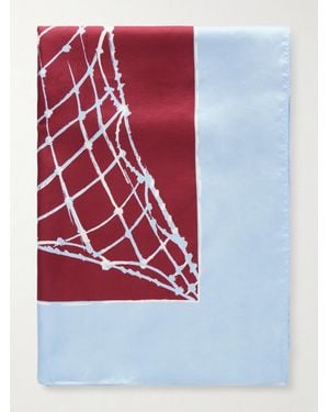 Altuzarra Fishnet Printed Silk-Twill Scarf - Red