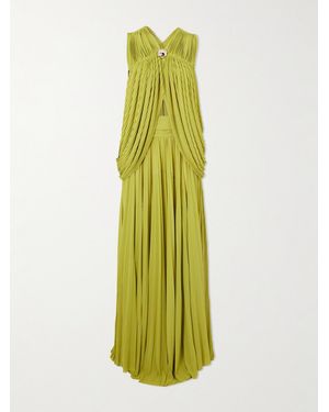 Proenza Schouler Bari Embellished Draped Gauze-Jersey Top And Maxi Skirt Set - Green