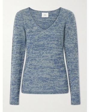 The Elder Statesman V-Neck Cashmere And Silk-Blend Sweater - Blue