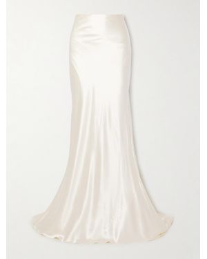 Danielle Frankel Dree Wool And Silk-Blend Charmeuse Maxi Skirt - White