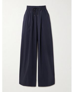 St. Agni Cotton-Blend Poplin Wide-Leg Trousers - Blue