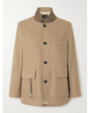 Loro Piana Roadster Suede-Trimmed Cotton-Twill Jacket - Natural