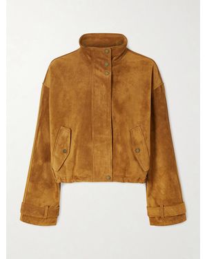 Veronica Beard Bateman Cropped Suede Jacket - Brown