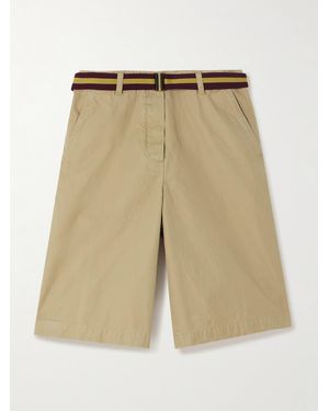 Dries Van Noten Shorts Aus Baumwoll-Twill Mit Gürtel - Natur