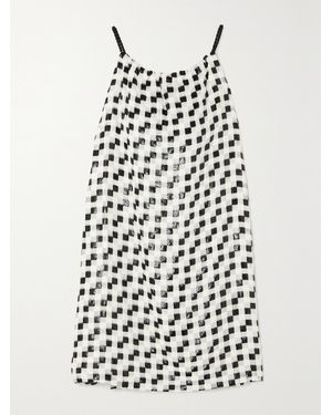 LIBEROWE Net Sustain Flou Checked Metallic Devoré-Voile Mini Dress - White