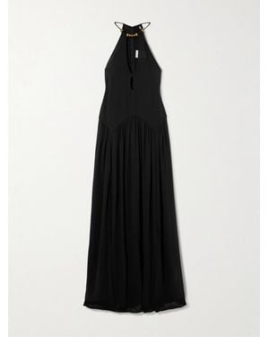Isabel Marant Alviali Embellished Cutout Silk-Georgette Maxi Dress - Black