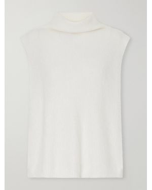 Lisa Yang Aisla Ribbed Brushed Cashmere Turtleneck Sweater Vest - White