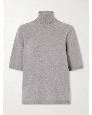 Alaïa Cashmere-Blend Turtleneck Sweater - Gray