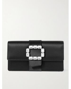 Manolo Blahnik Maycapjou Clutch Aus Satin Mit Kristallen - Schwarz