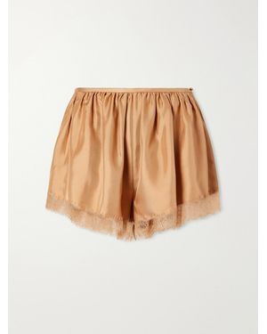 Ulla Johnson Georgina Chantilly Lace-Trimmed Silk-Twill Shorts - Natural