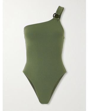 Matteau Ring One-Shoulder Embellished Recycled-Crepe Swimsuit - Green