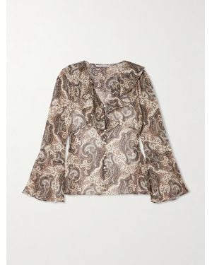 Veronica Beard Kyrie Ruffled Paisley-Print Silk-Georgette Blouse - Natural