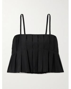 Theory Pleated Cotton-Blend Poplin Camisole - Black