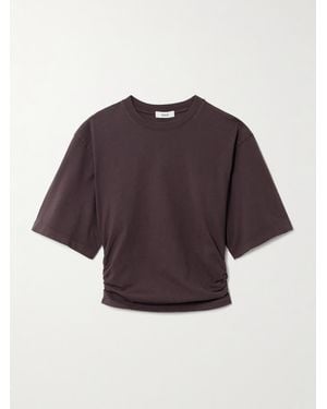Agolde Shari Ruched Cotton-Jersey T-Shirt - Purple