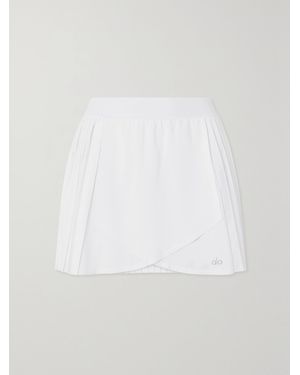 Alo Yoga Aces Wrap-Effect Pleated Stretch Tennis Skirt - White