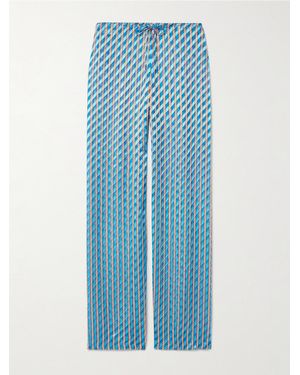 Dries Van Noten Hose Mit Geradem Bein Aus Devoré-Satin - Blau