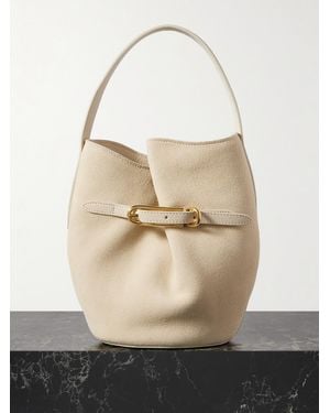 Liffner Beuteltasche Aus Veloursleder Mit Schnalle - Natur