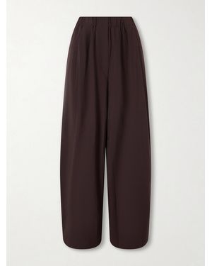 St. Agni Pantalon Large En Popeline De Coton Mélangé À Plis - Marron