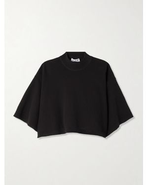 Alaïa Cropped Cotton-Jersey T-Shirt - Black
