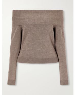 Jonathan Simkhai Delphia Off-The-Shoulder Mélange Merino Wool Sweater - Natural