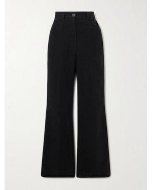 TOTEME Flared Organic Cotton-Moleskine Trousers - Black