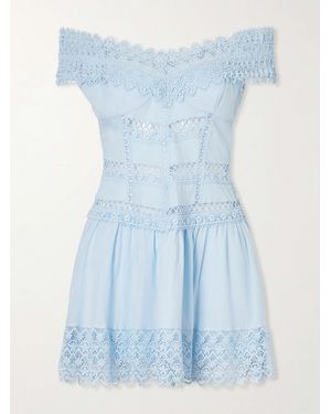 Charo Ruiz Eliane Cotton-Blend Mini Dress - Blue