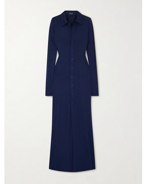 Balenciaga Maxi-Hemdblusenkleid Aus Stretch-Jersey - Blau