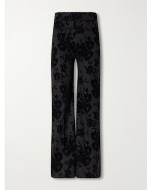 D'Estree Yoshitomo Flocked Straight-Leg Trousers - Black