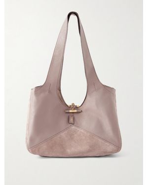 Chloé Balloon Leather-Trimmed Suede Tote Bag - Pink