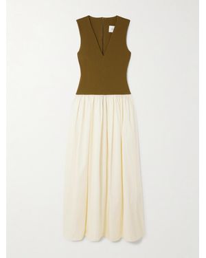 Esse Studios Maxikleid Aus Stretch-Strick Und Seiden-Crêpe - Natur