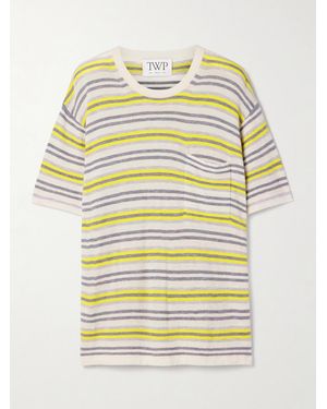 Twp Beach Stripe Big Boy Striped Cashmere T-Shirt - Yellow