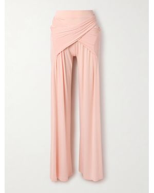 Norma Kamali Pantalon Large Effet Portefeuille En Jersey Stretch À Superposition Elephant - Rose