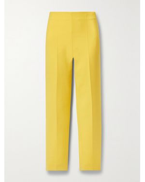 Oscar de la Renta Wool-Blend Crepe Straight-Leg Trousers - Yellow