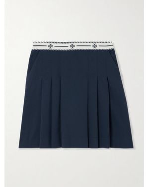 Tory Sport Jacquard-Trimmed Twill Golf Skirt - Blue